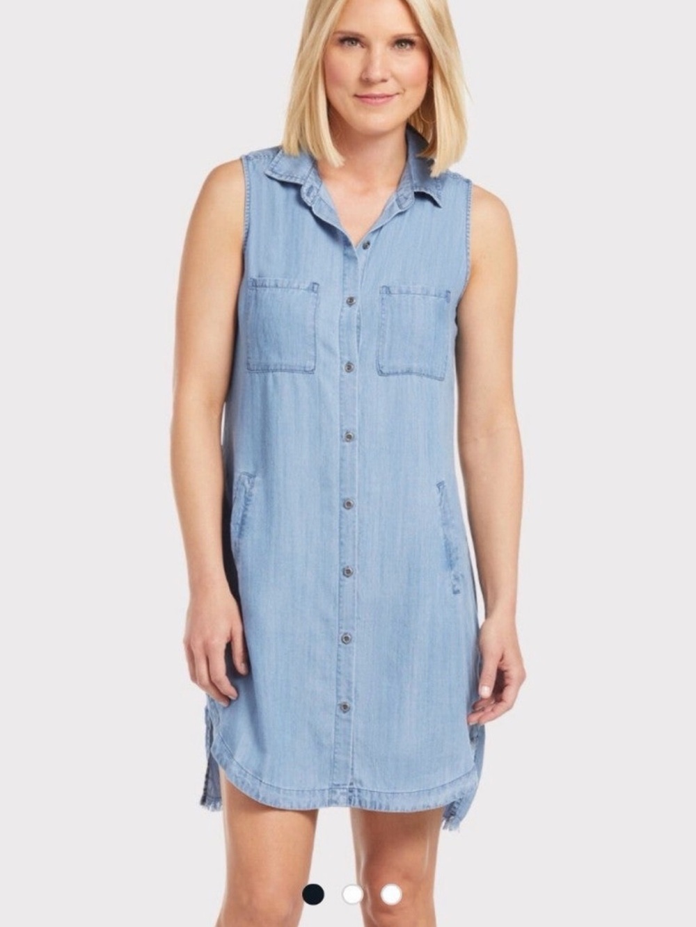 Evereve Allison Joy chambray denim shirt dress sleeveless size small fits (m)